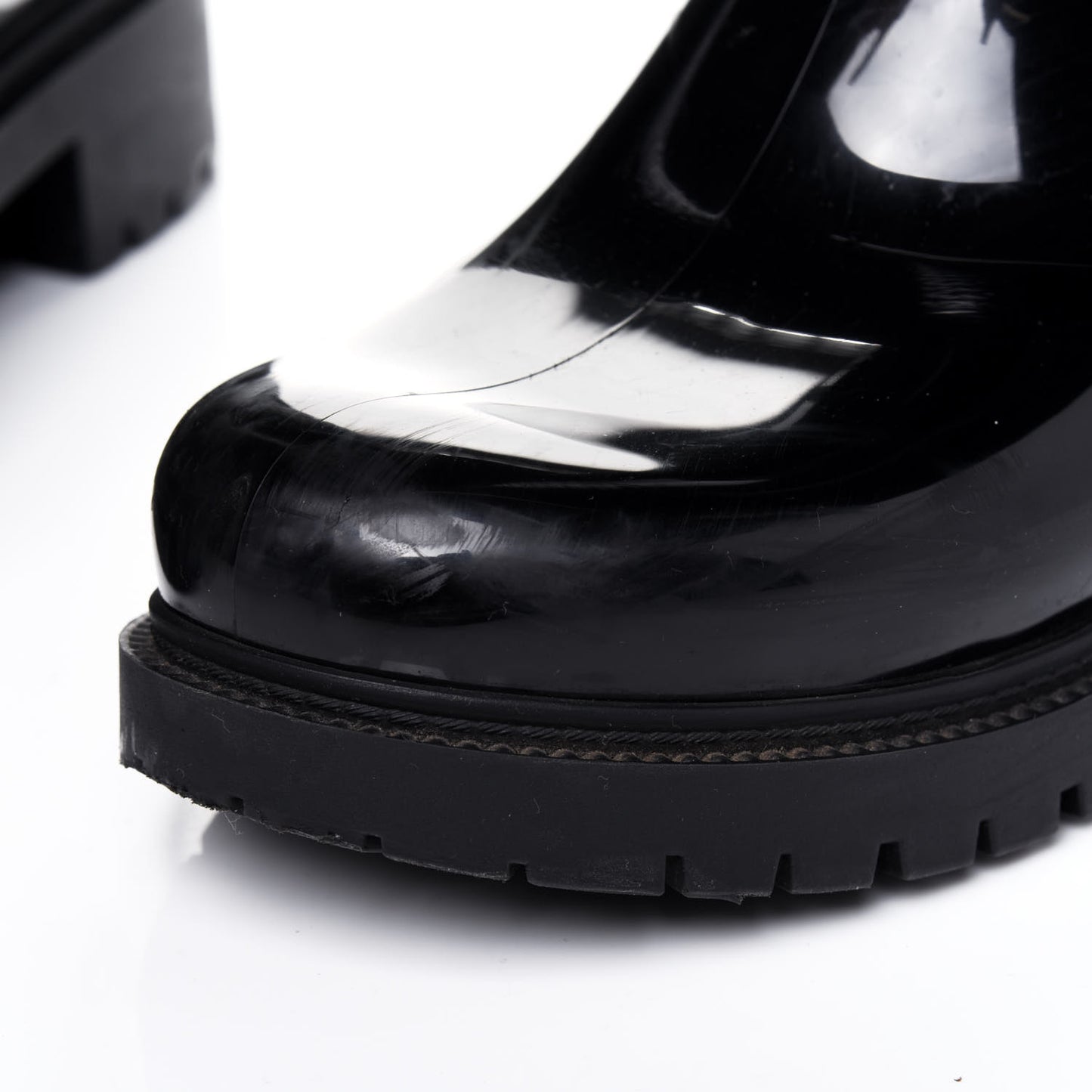 Rubber Embossed Monogram Splash Rain Boots 37 Black