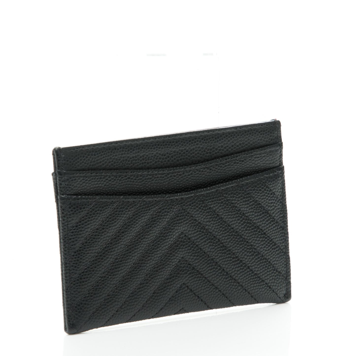 Caviar Chevron Quilted Card Holder Black