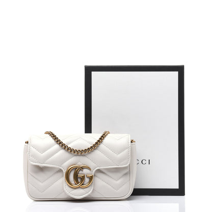 Gucci Calfskin Matelasse Super Mini GG Marmont Shoulder Bag White 14 of 14
