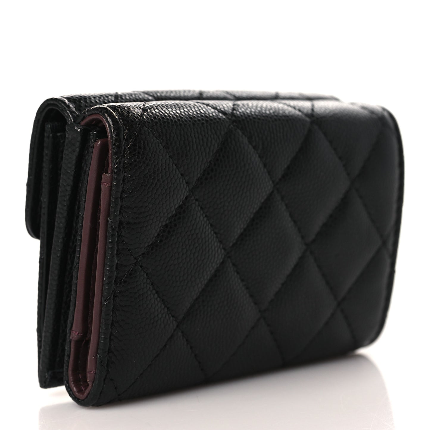 Caviar Quilted Double Flap Wallet Black