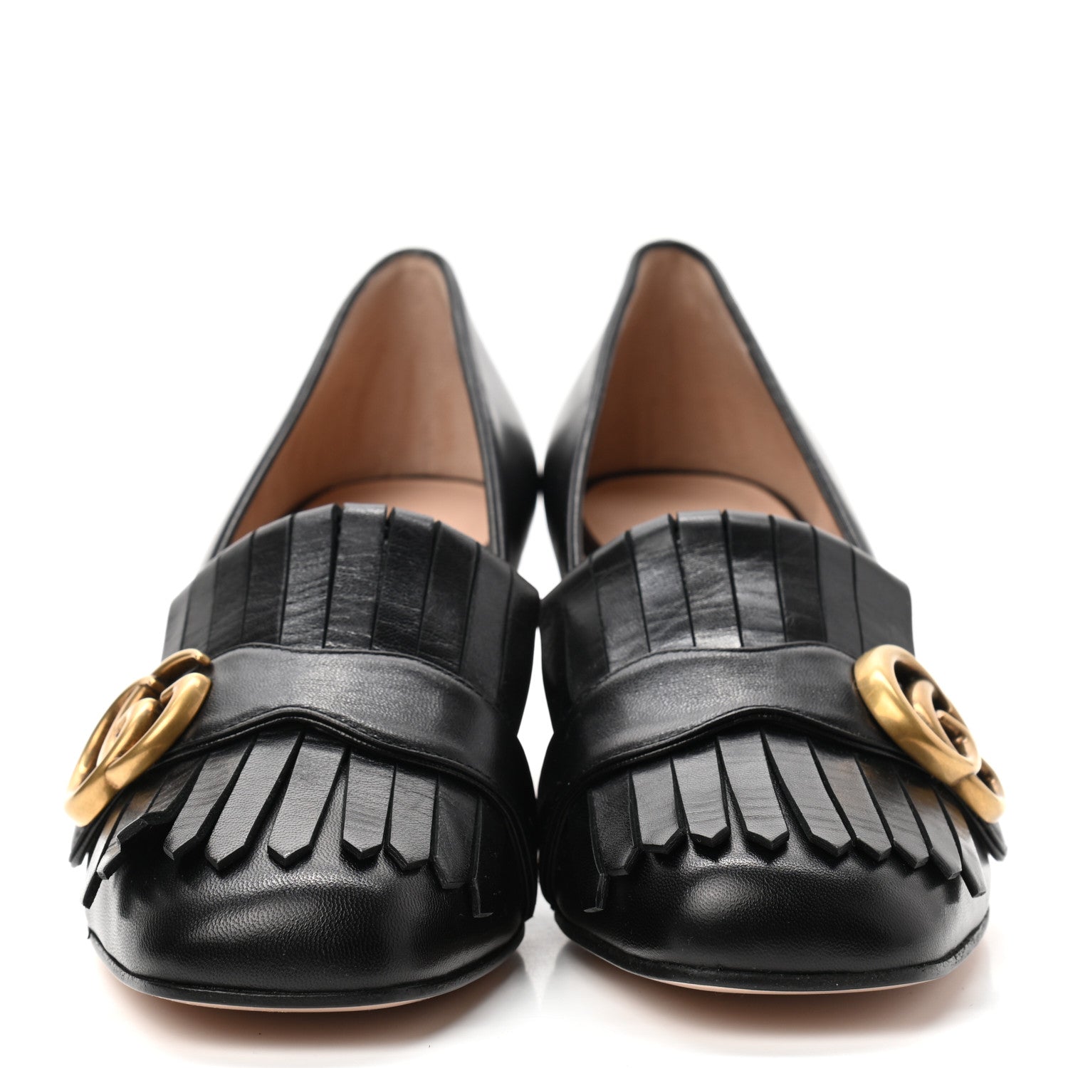 Gucci Malaga Kid GG Marmont Fringe 50mm Loafer Pumps 36 Black 2 of 9
