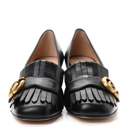 Gucci Malaga Kid GG Marmont Fringe 50mm Loafer Pumps 36 Black 2 of 9