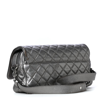 Chanel Metallic Calfskin Quilted Jumbo Chain Detail Flap Silver 4 of 14