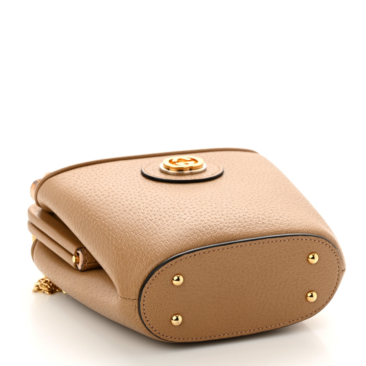 Gucci Textured Dollar Calfskin Bamboo Mini Marina Bucket Bag Natural Tan 4 of 10