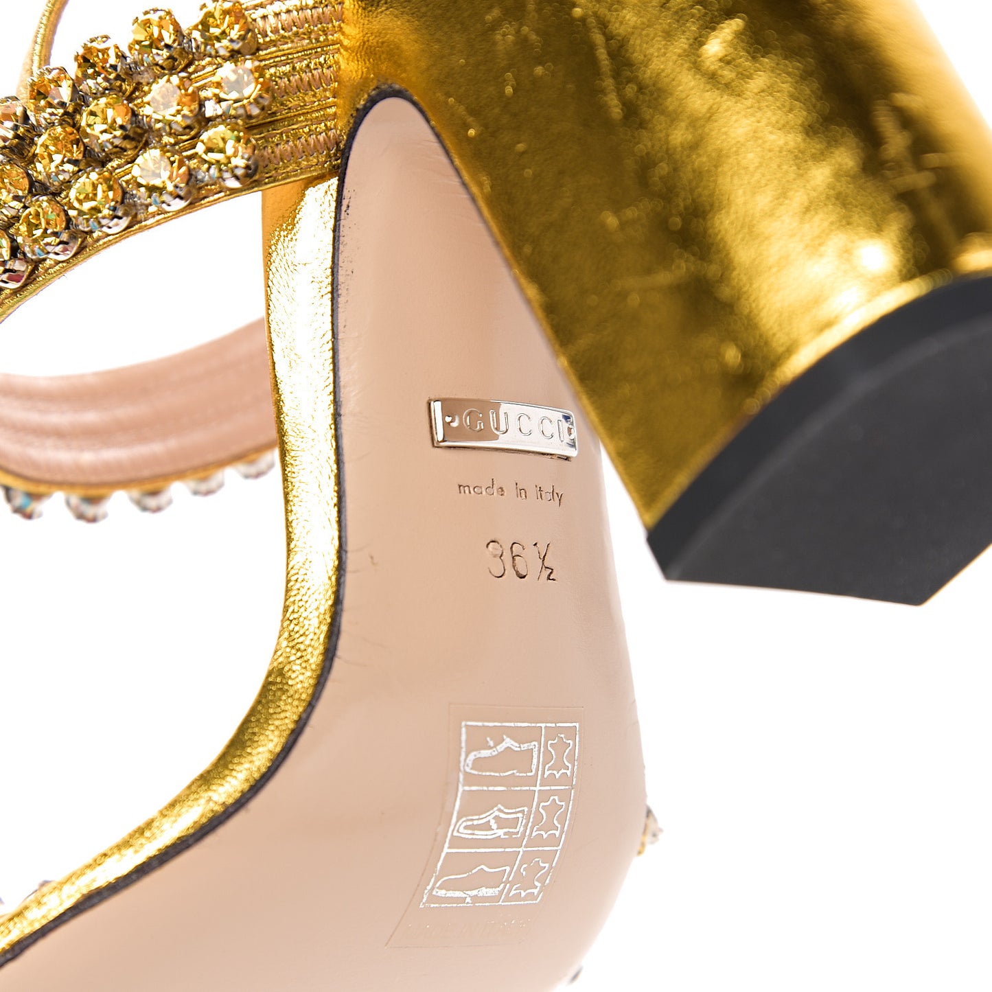 Nappa Silk Crystal Bertie High Heel Sandals 36.5 Gold