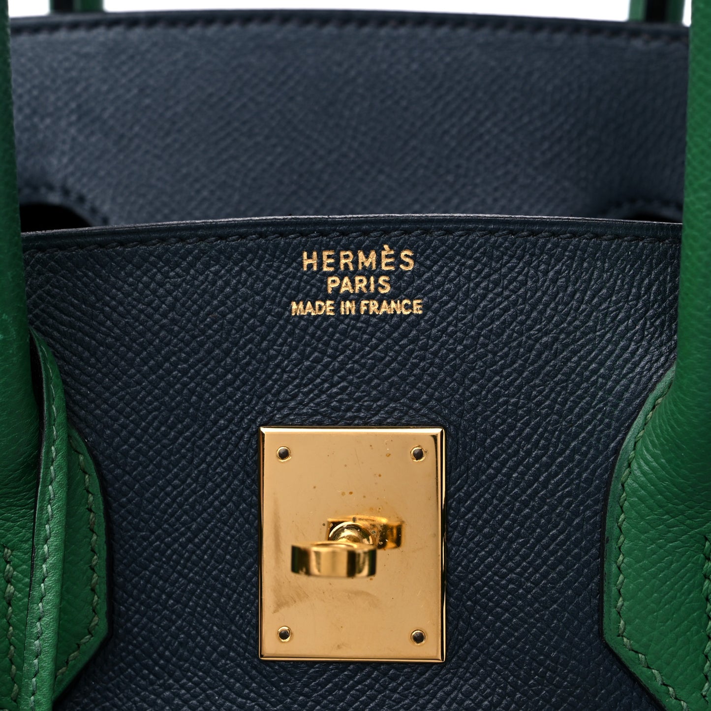 Courchevel Bi Color Birkin 35 Bleu Indigo Vert Clair