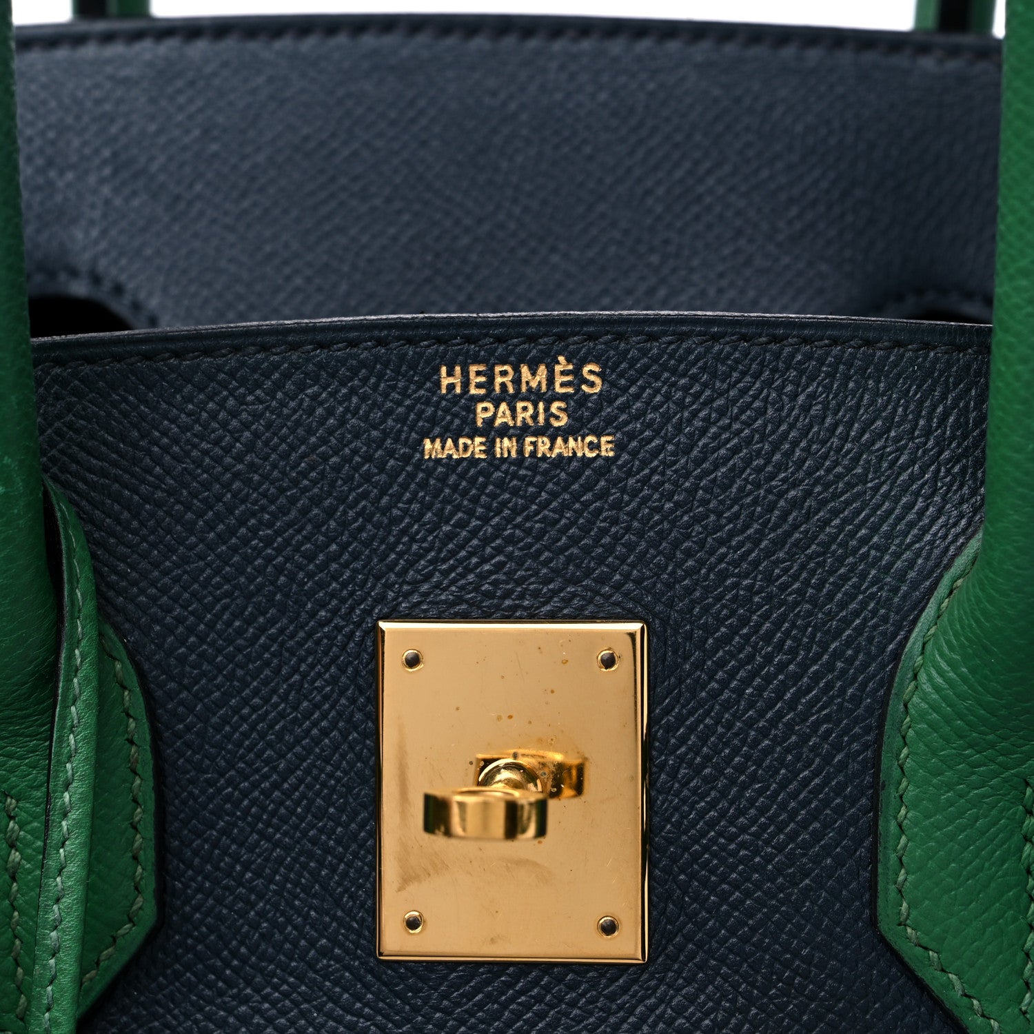 Hermes Courchevel Bi Color Birkin 35 Bleu Indigo Vert Clair 6 of 16