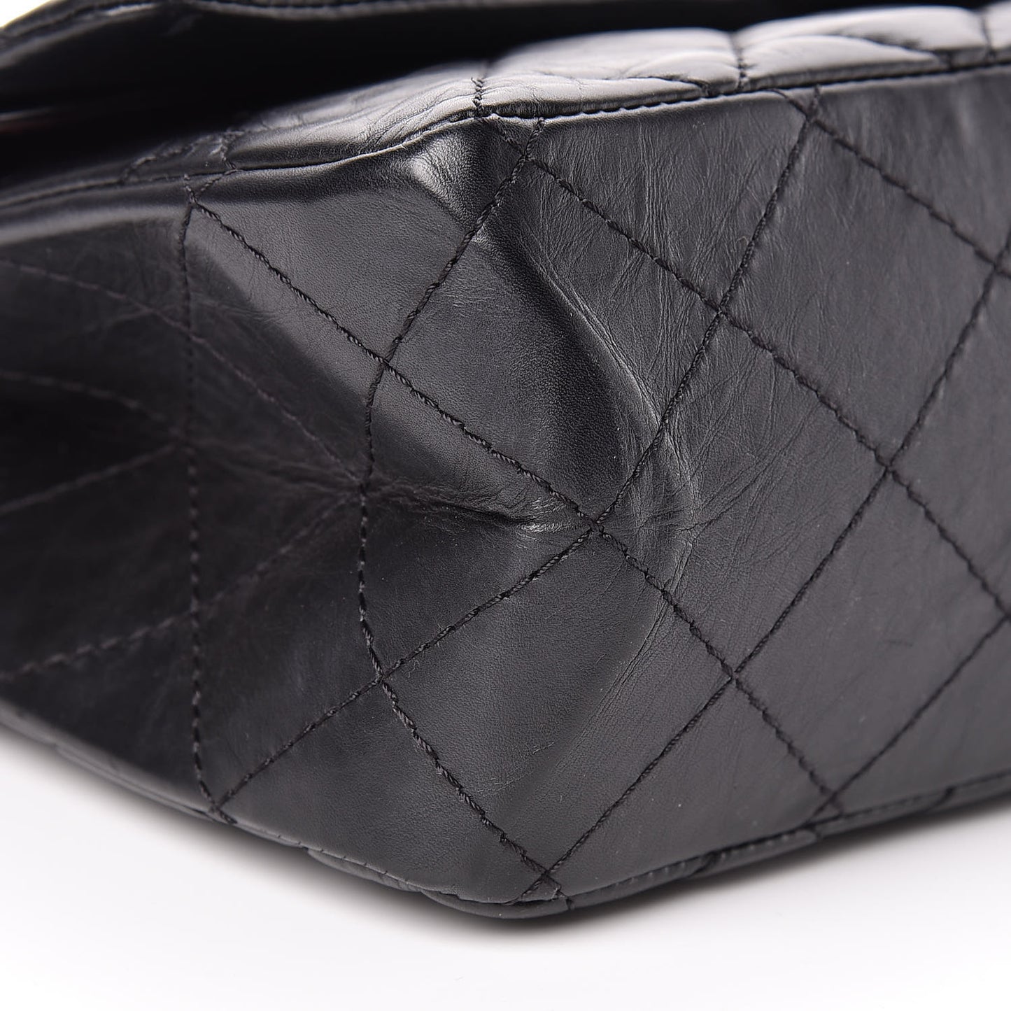 Aged Calfskin Quilted 2.55 Reissue 227 Flap Black