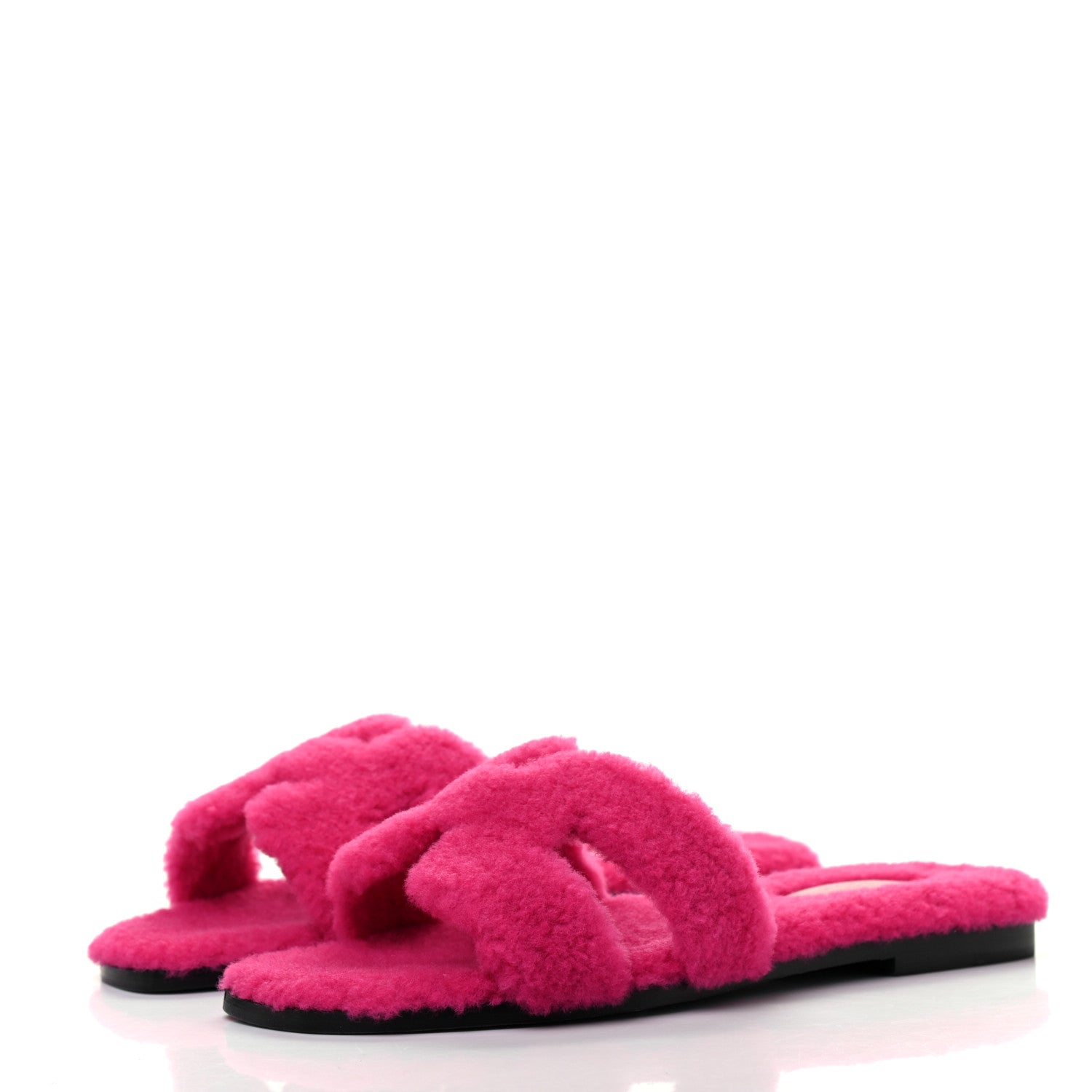 Hermes Woolskin Oran Sandals 38 Rose Fuchsia 3 of 8