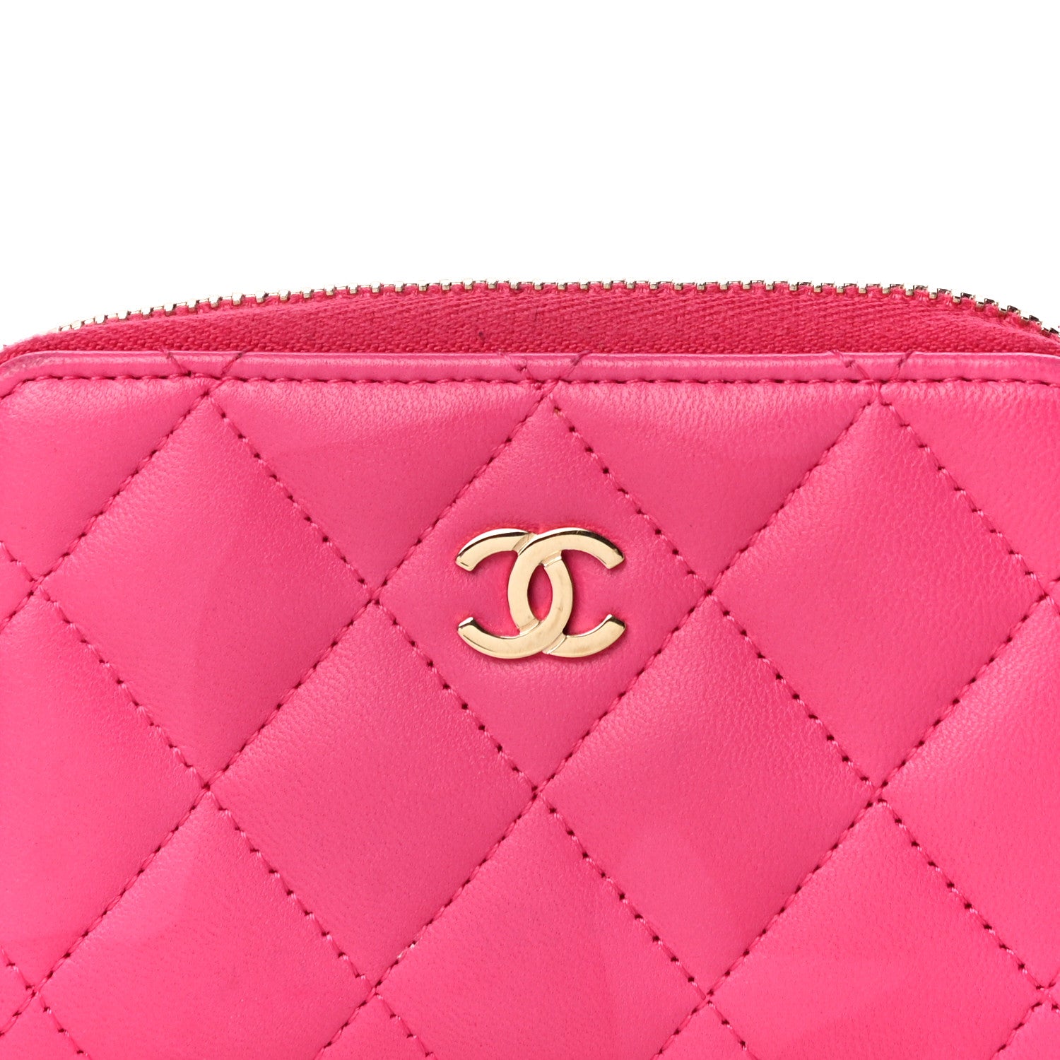 Chanel Lambskin Quilted Zip Around Coin Purse Wallet Fuchsia 7 of 11