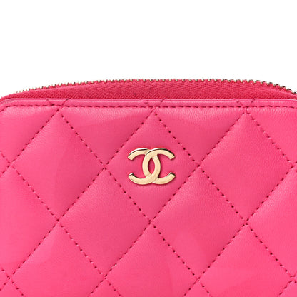 Chanel Lambskin Quilted Zip Around Coin Purse Wallet Fuchsia 7 of 11