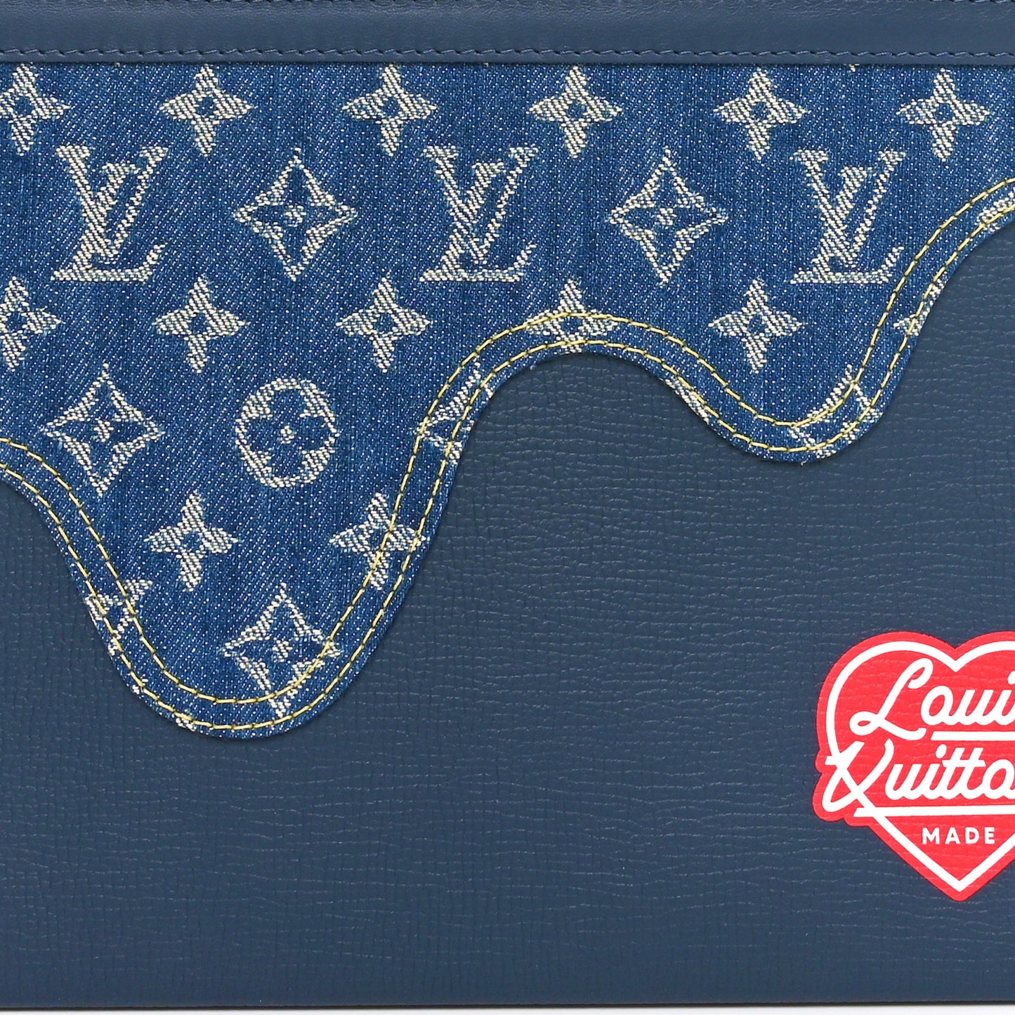 X NIGO Taurillon Monogram Denim Drip Pochette Voyage MM Blue