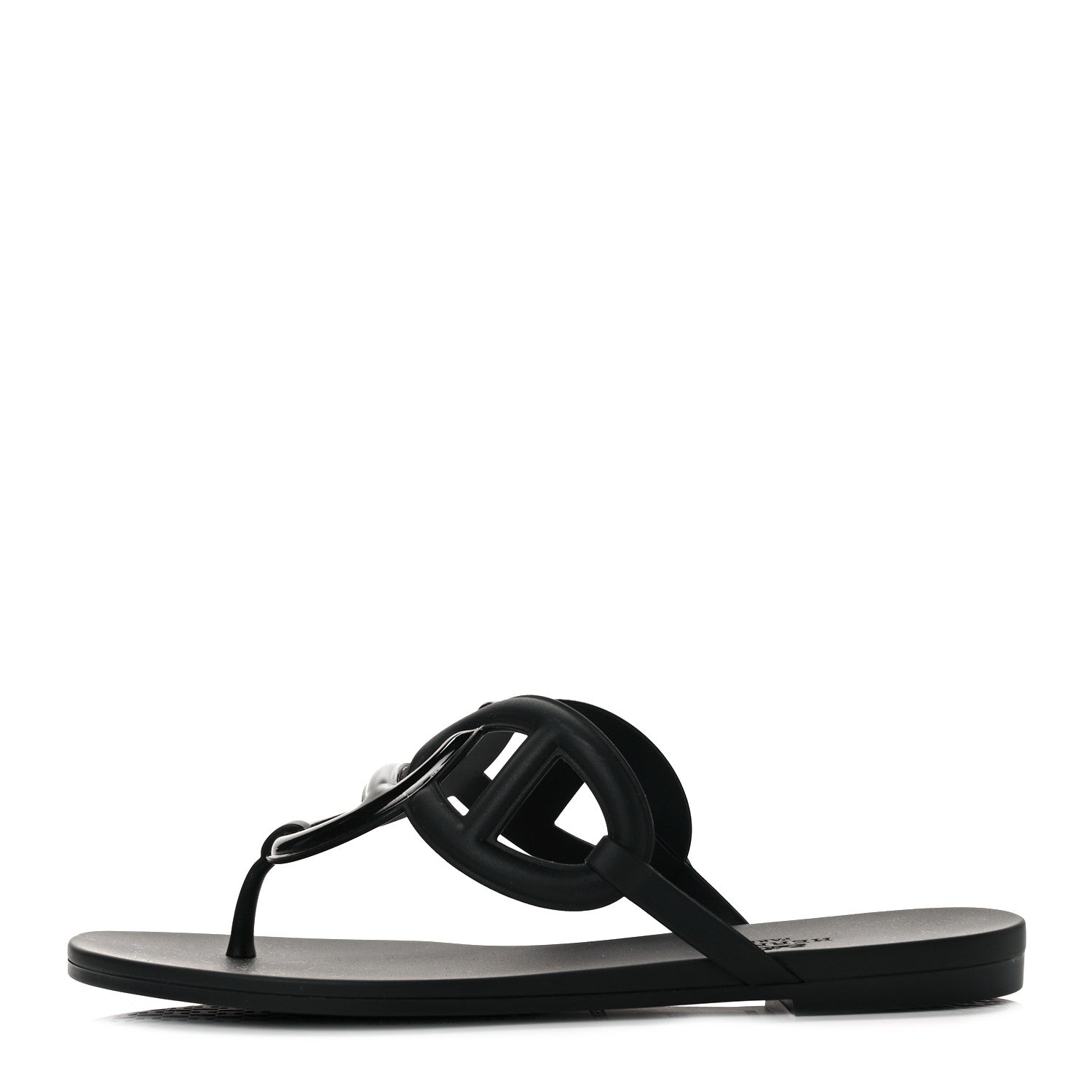 Hermes Rubber Womens Egerie Sandals 36 Black 1 of 8