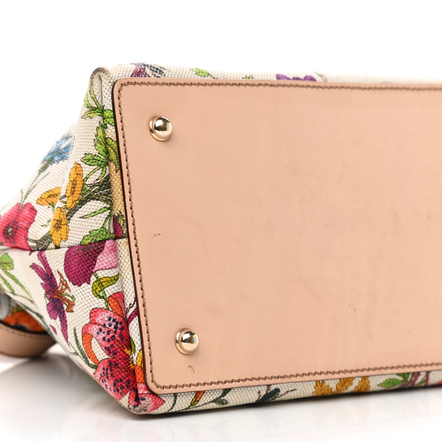 Canvas Floral Flora Bamboo Handle Bag