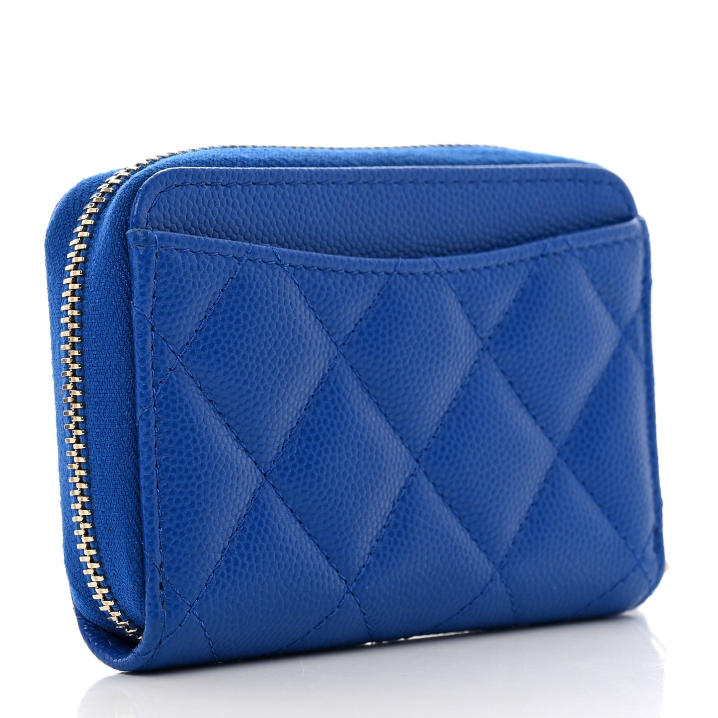 Caviar Quilted Zip Coin Purse Dark Blue