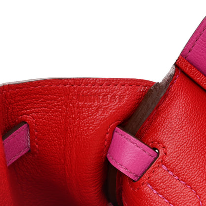 Hermes Taurillon Novillo Verso Birkin 25 Magnolia Rouge Casaque 7 of 11