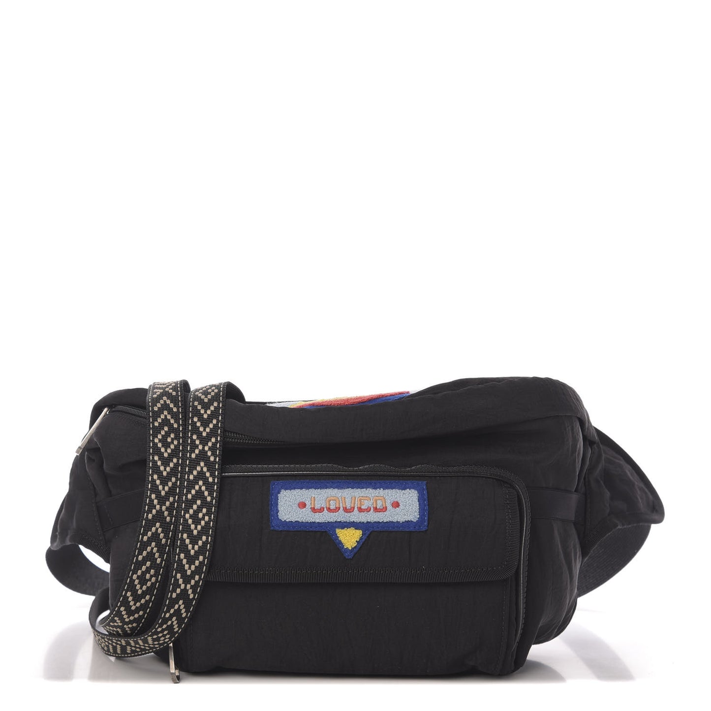 Nylon 80s Logo Patch Belt Bag Black
