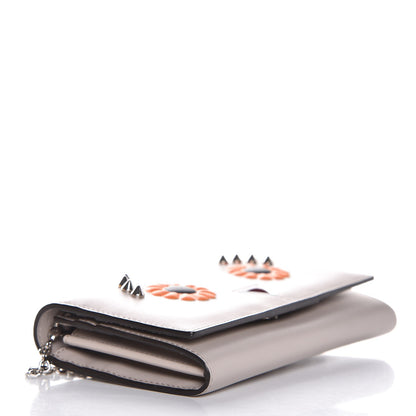 Fendi Vitello Century Lucido Hypnoteyes Studded Continental Wallet On Chain Grigio Polvere Arancio Multicolor 4 of 6