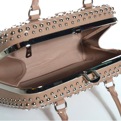 Prada Saffiano Vernice Crystal Pyramid Bag Cammeo 5 of 9