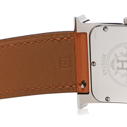 Hermes Stainless Steel Swift 26mm Heure H Hour Quartz Watch Orange 5 of 8
