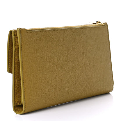 Saint Laurent Grain De Poudre Monogram Uptown Wallet Olive 2 of 12