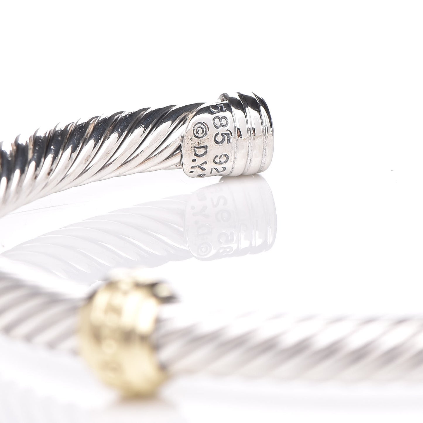 Sterling Silver 14K Yellow Gold 5mm Cable Classics Two Station Bracelet