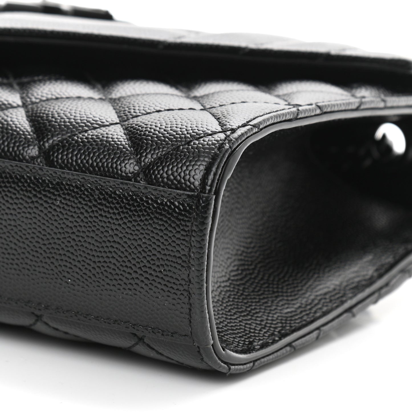 Grain De Poudre Textured Mixed Matelasse Triquilt Small Monogram Satchel Black