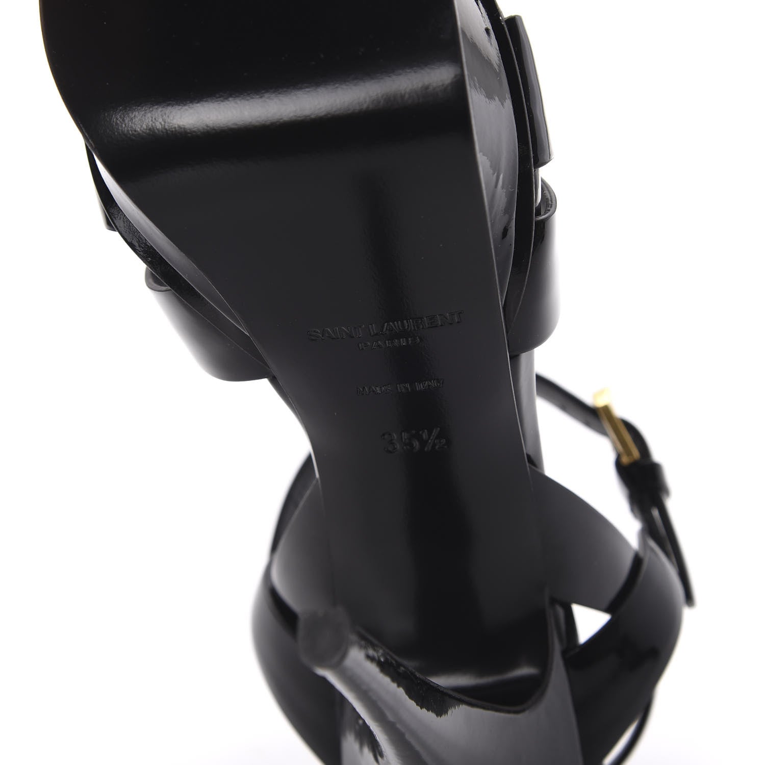 Saint Laurent Patent Tribute 105 Platform Sandals 35.5 Black 6 of 10