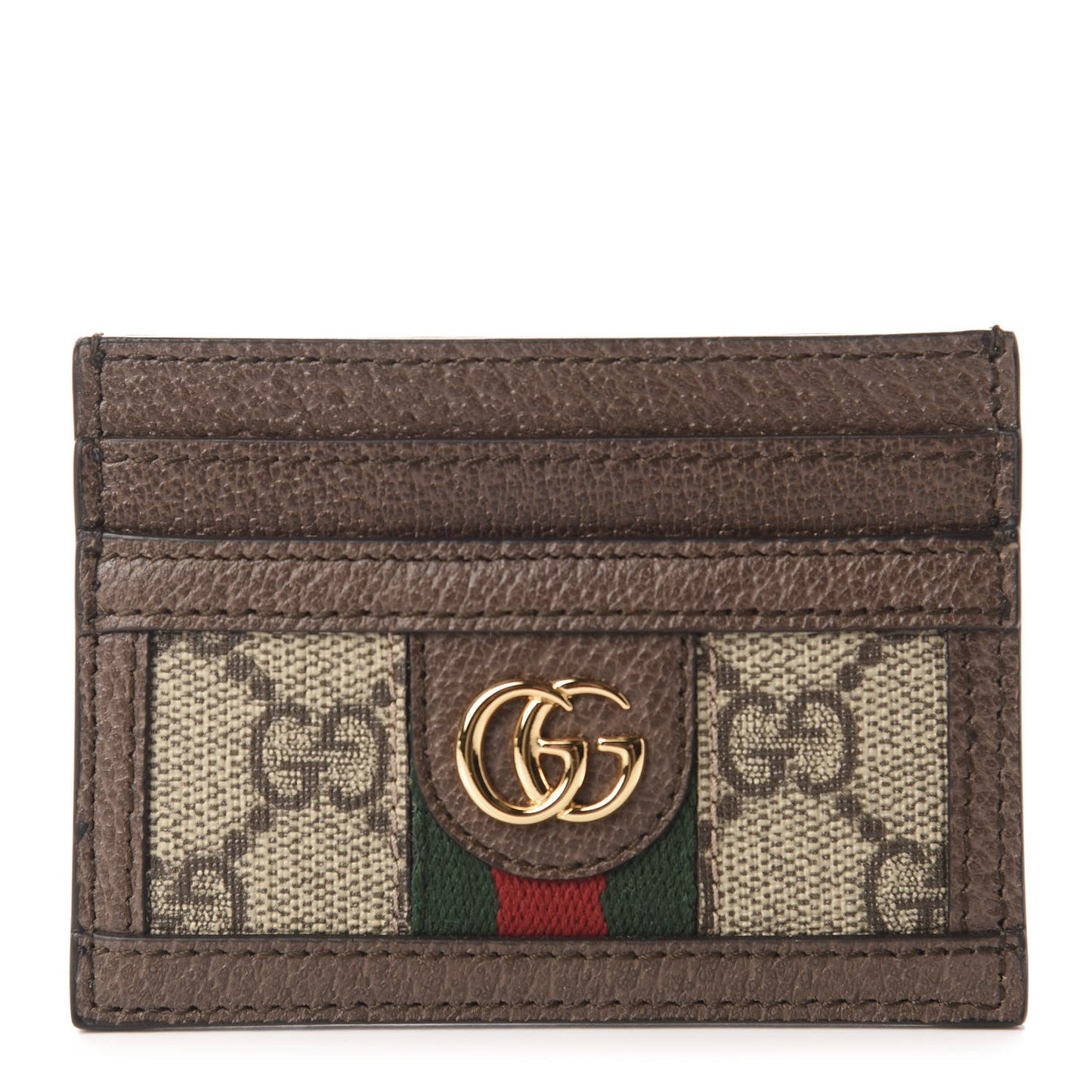 GG Supreme Monogram Ophidia Card Holder Brown