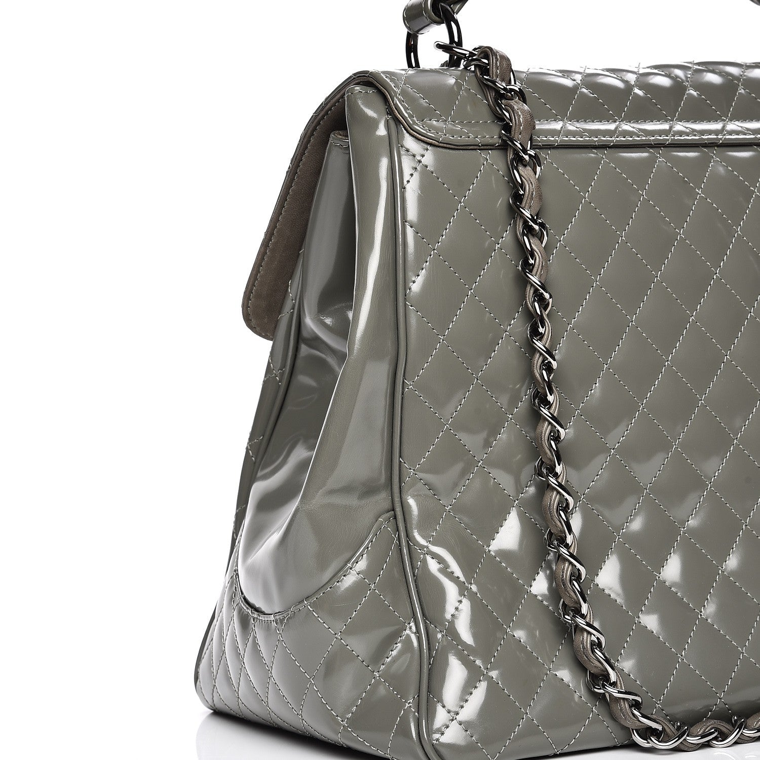 Chanel Glazed Calfskin Mademoiselle Lock Kelly Flap Bag Grey 13 of 16