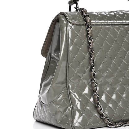 Chanel Glazed Calfskin Mademoiselle Lock Kelly Flap Bag Grey 13 of 16