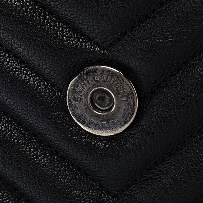 Saint Laurent Sheepskin Matelasse Chevron Patchwork Monogram Medium College Bag Black 13 of 17
