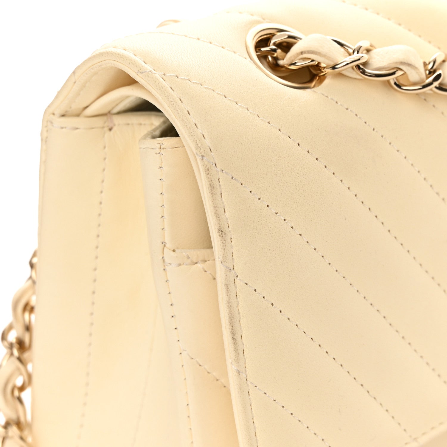 Chanel Lambskin Chevron Quilted Medium Double Flap Ivory 23 of 24