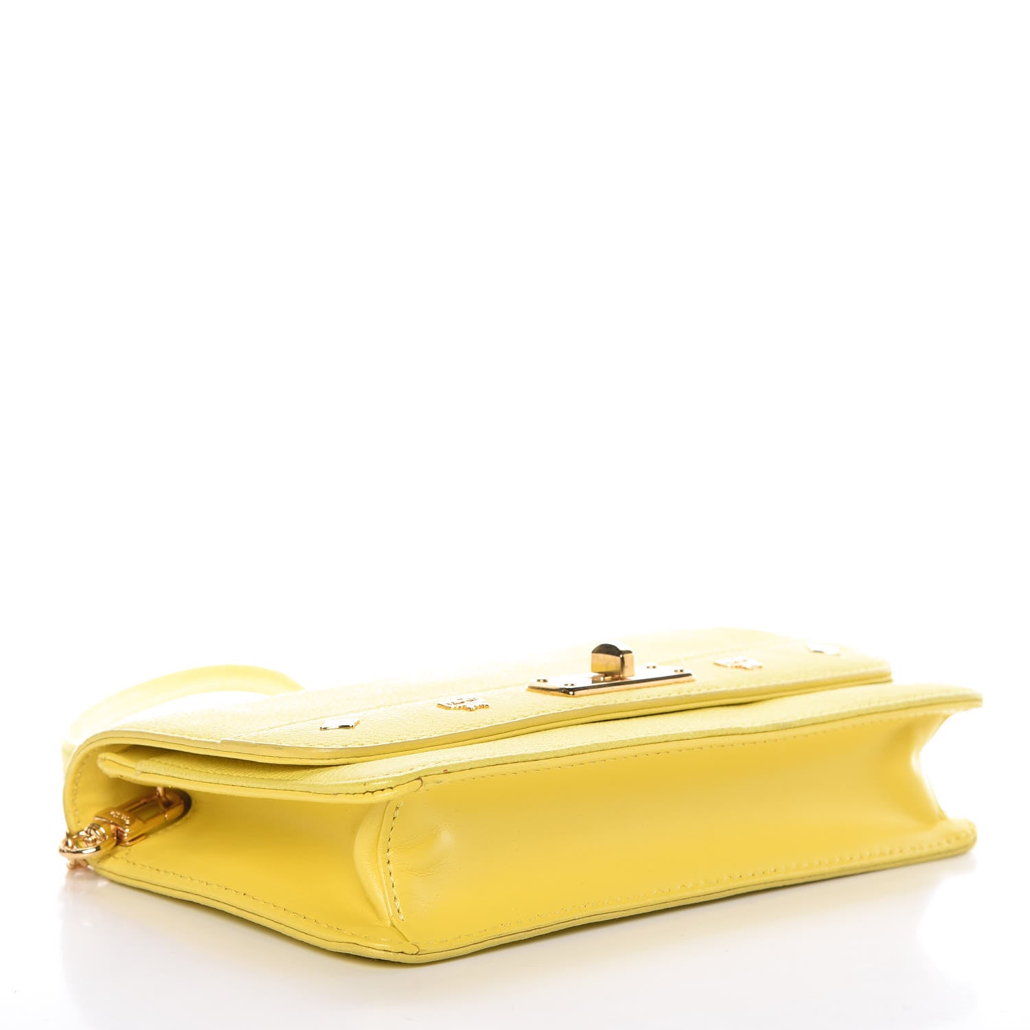 MCM Calfskin Chain Wallet Yellow 4 of 20