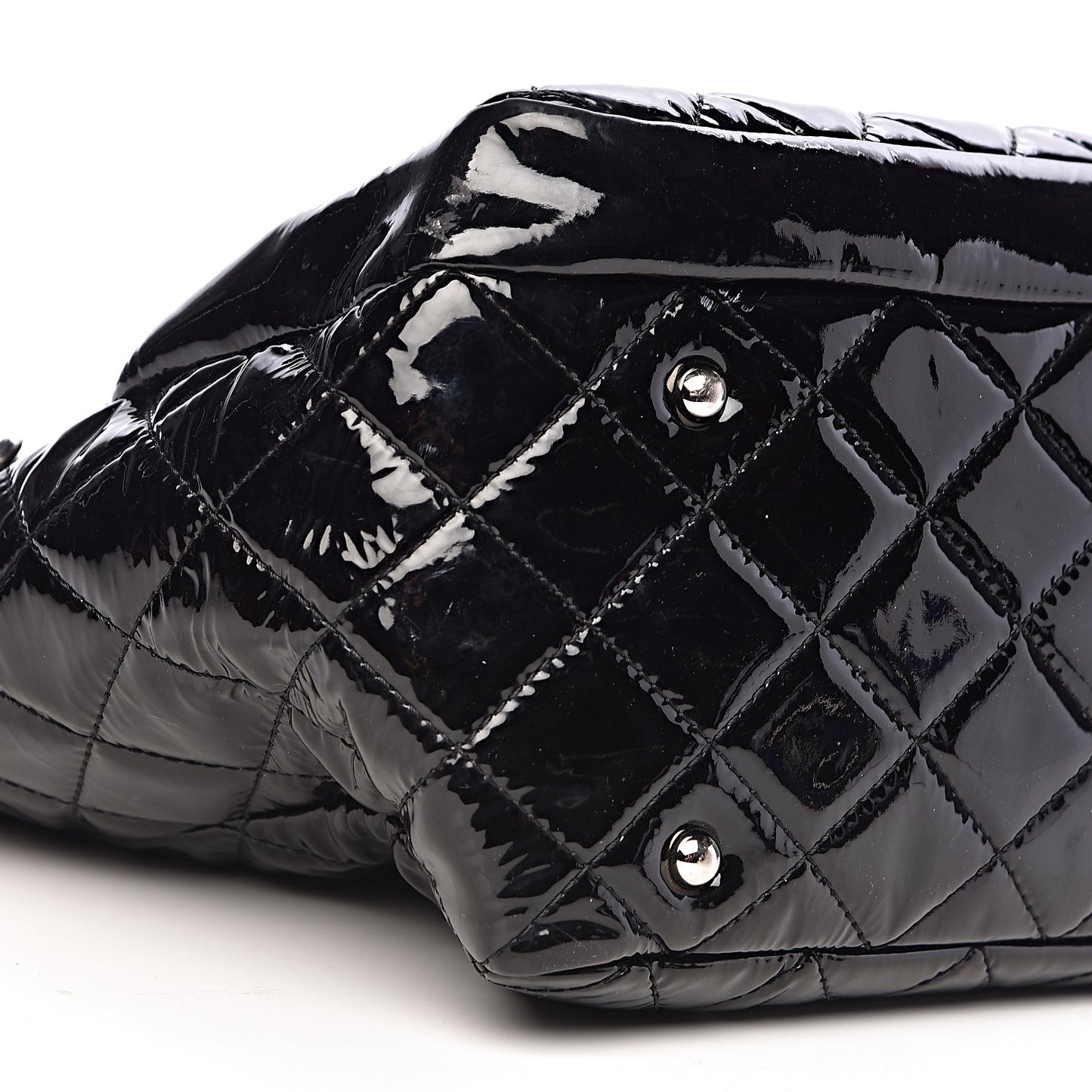 Patent Quilted Large Chic and Glitter Tote Black