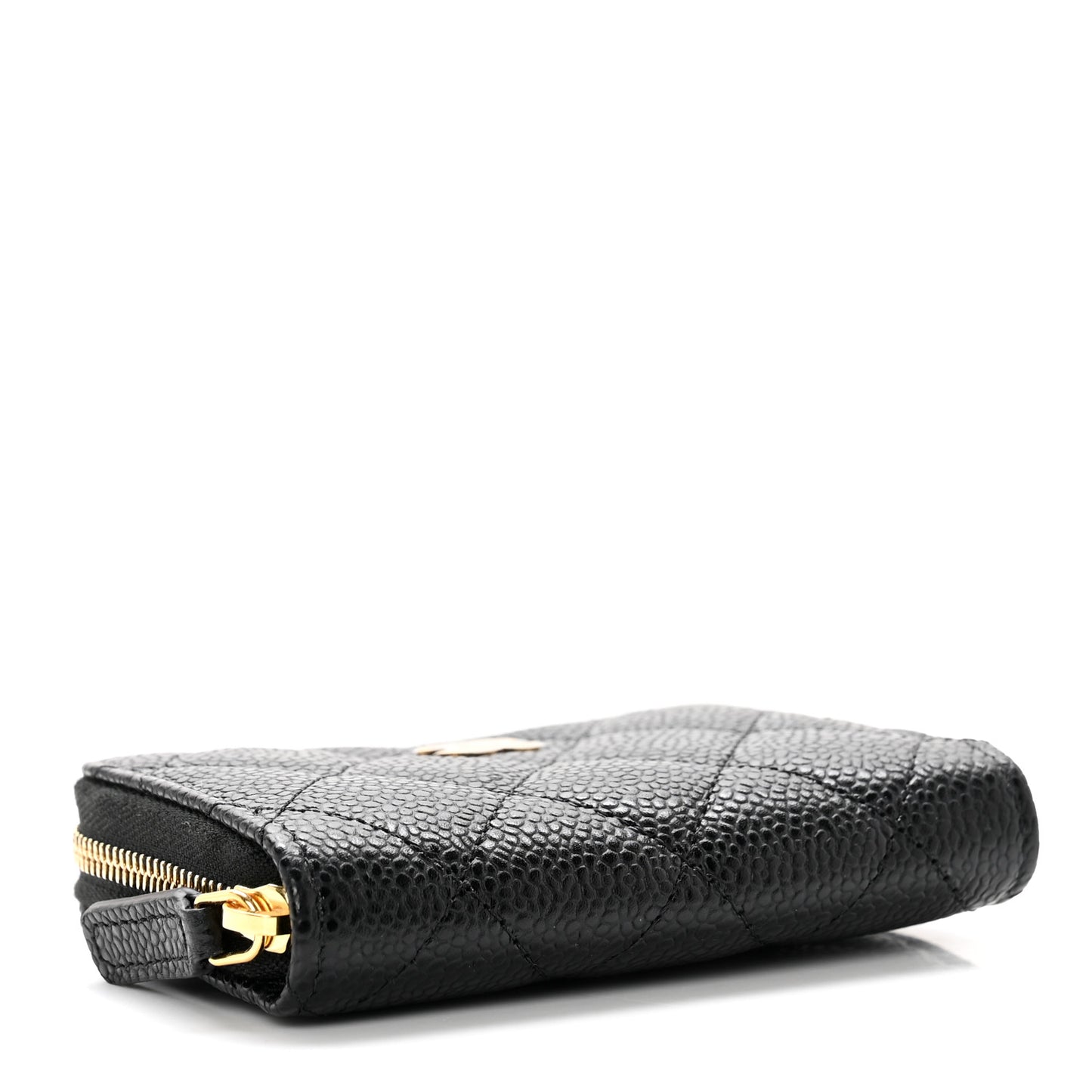 Caviar Quilted Zip Coin Purse Black