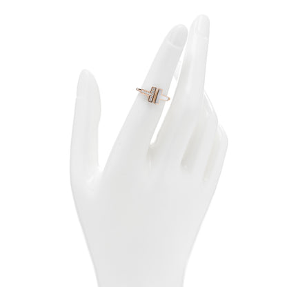 Tiffany 18K Rose Gold Diamond Mother of Pearl T Wire Ring 49 5 2 of 5