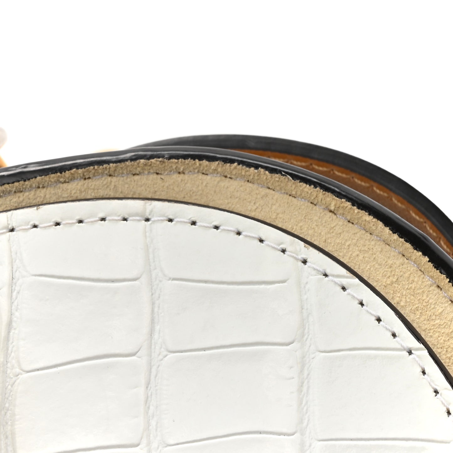 Calfskin Crocodile Embossed Small Tess Bag Brilliant White