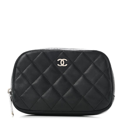 Chanel Lambskin Quilted Small Curvy Pouch Cosmetic Case Black 1 of 9