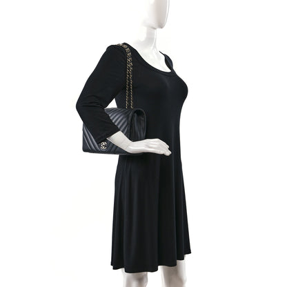 Chanel Calfskin Chevron Quilted Large Statement Flap Black 2 of 9