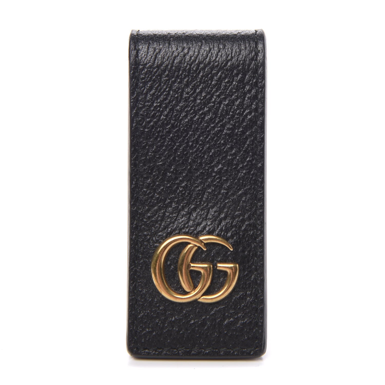 Gucci Calfskin Boar Effect GG Marmont Money Clip Black 1 of 6