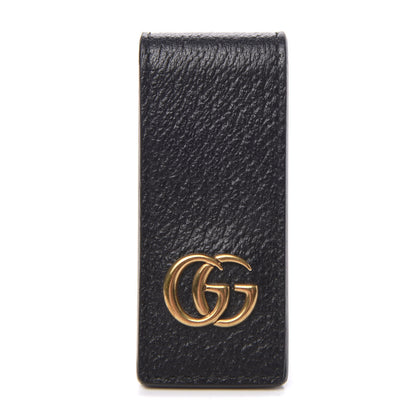 Gucci Calfskin Boar Effect GG Marmont Money Clip Black 1 of 6