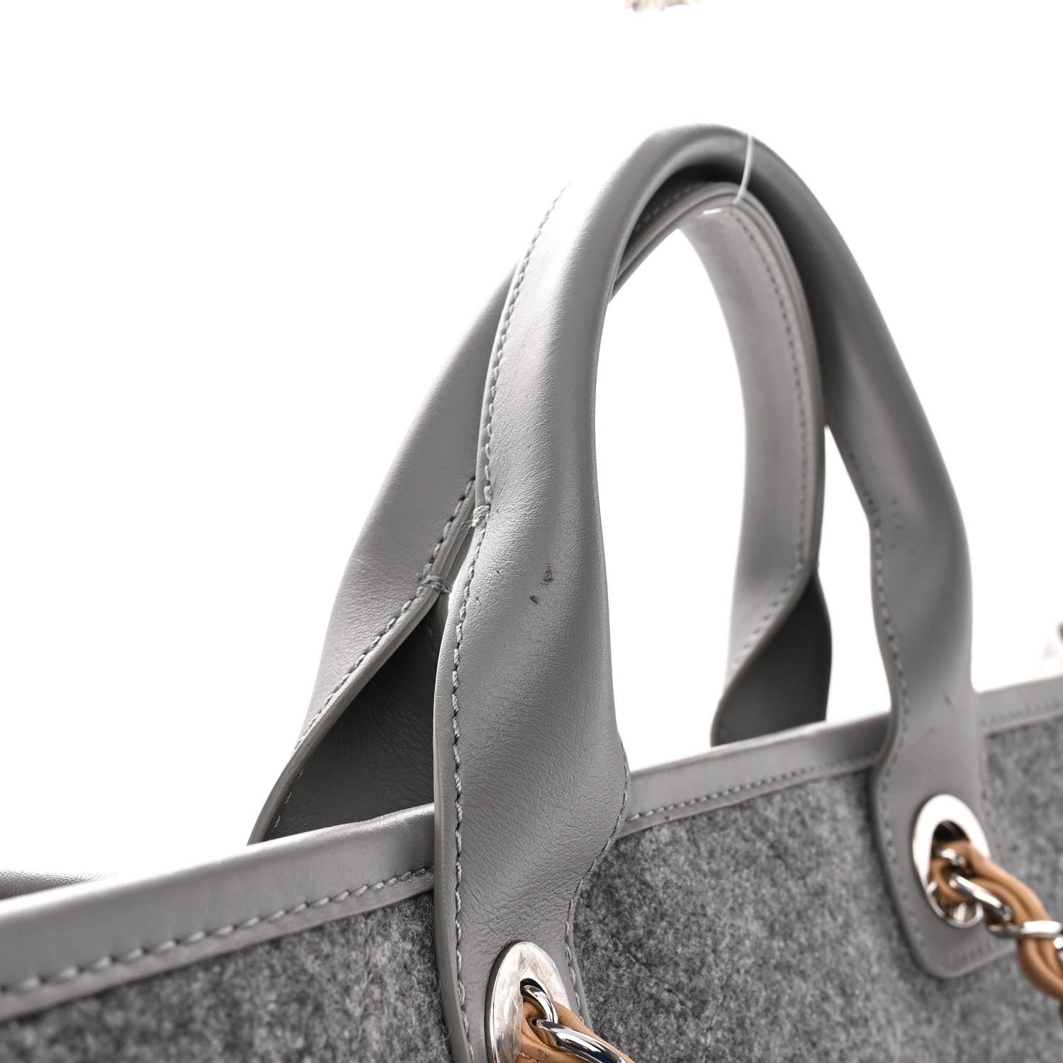 Chanel Wool Felt Large Deauville Tote Grey Beige 11 of 11