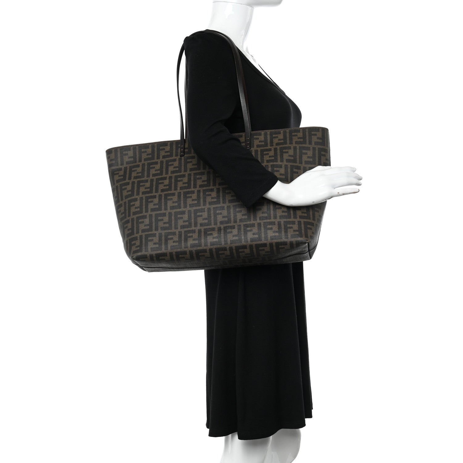 Fendi Zucca Spalmati Medium Roll Tote Tobacco Moro 2 of 14