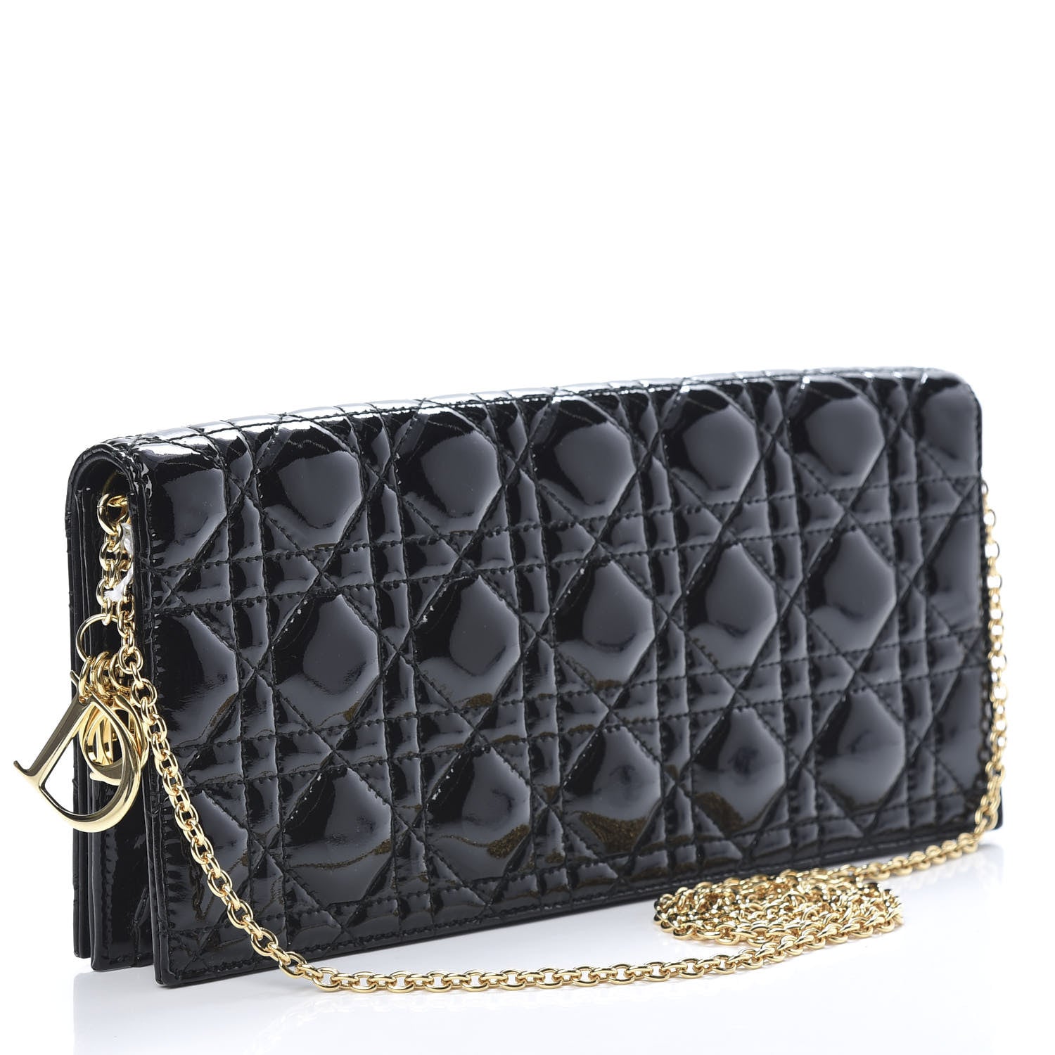 Christian Dior Patent Cannage Lady Dior Convertible Clutch Black 3 of 10