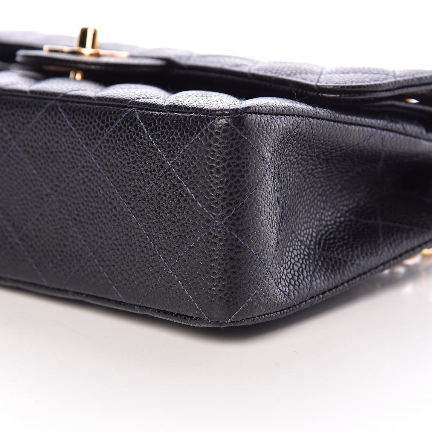 Caviar Quilted Small Double Flap Navy