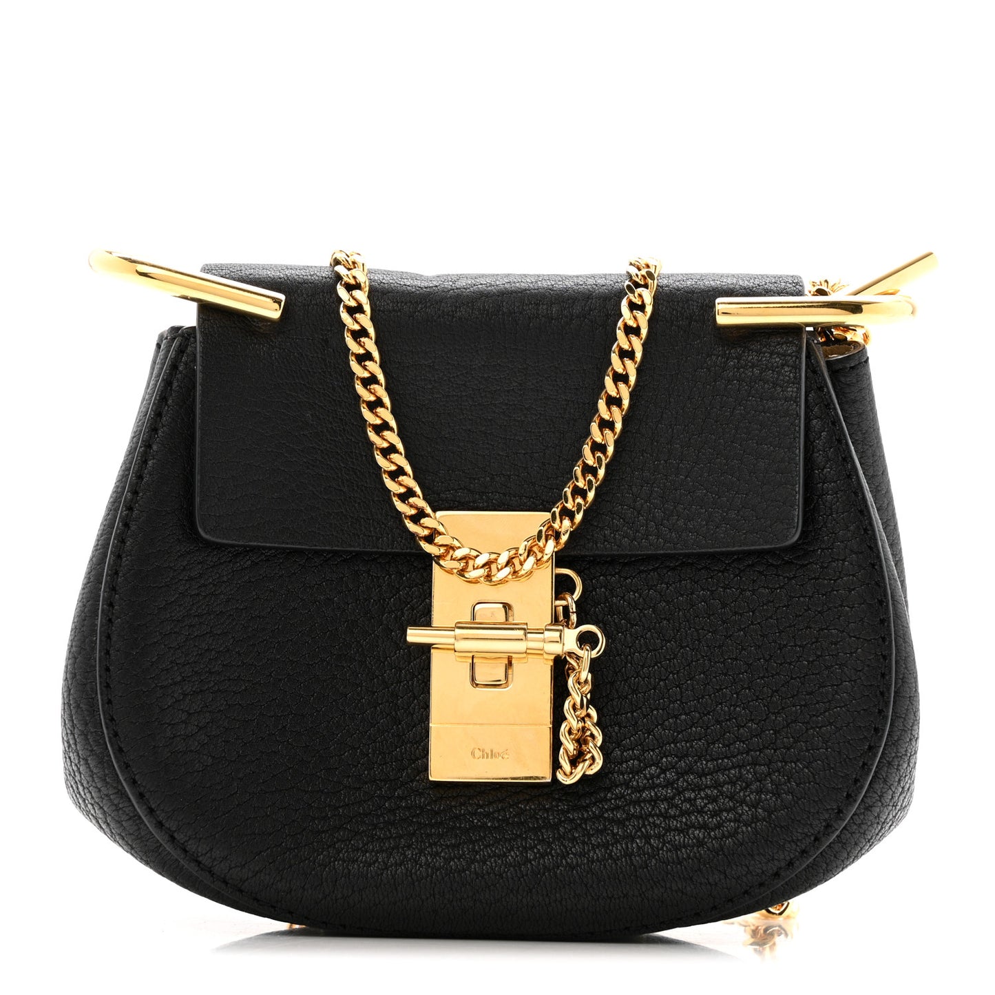 Grained Lambskin Nano Drew Shoulder Bag Black