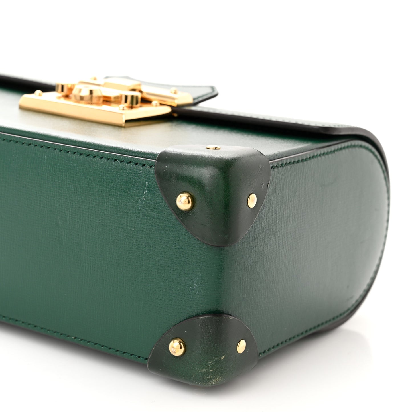 Azalea Calfskin Small Padlock Bamboo Shoulder Bag Vintage Green