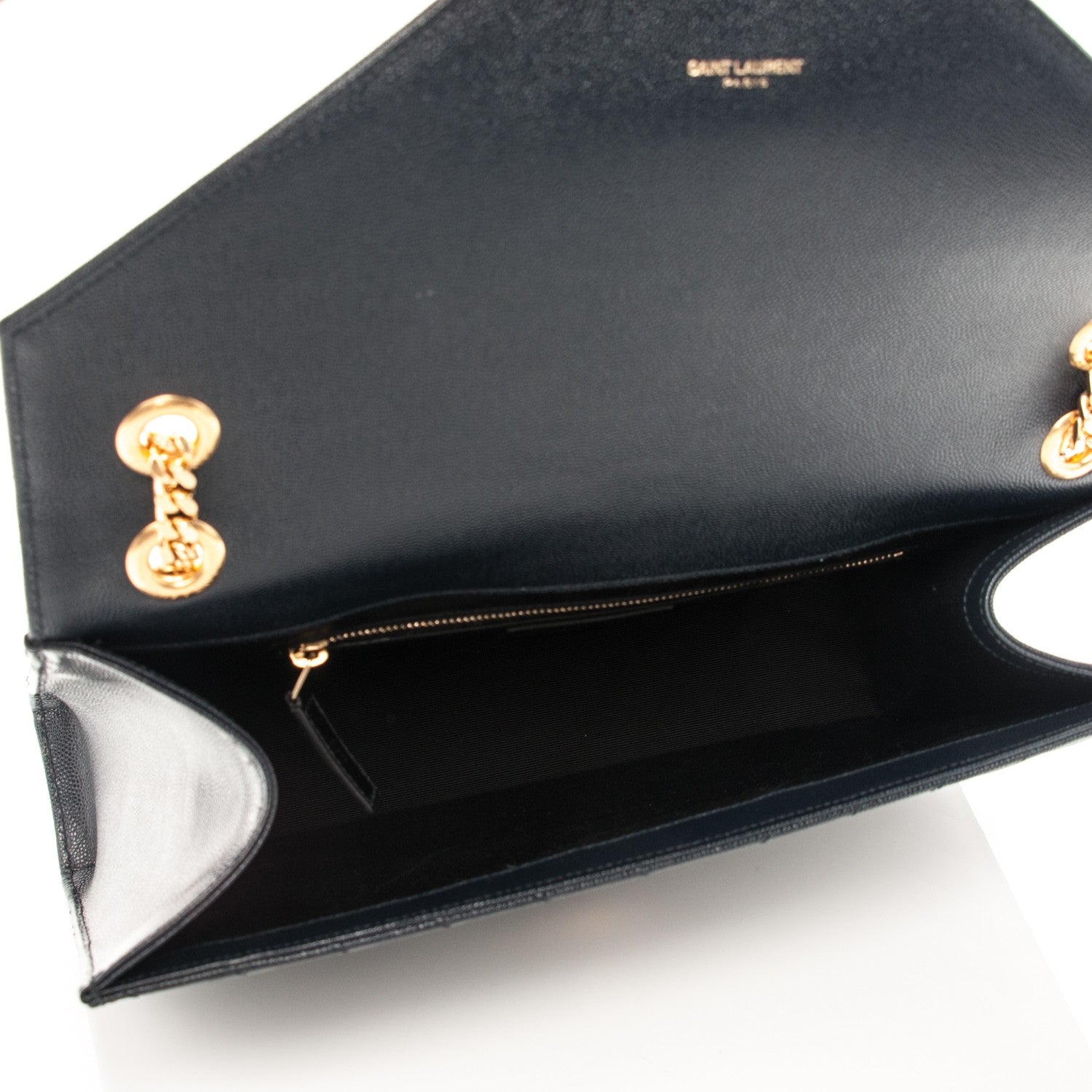 Saint Laurent Grain De Poudre Matelasse Chevron Large Monogram Satchel Navy Blue 5 of 8