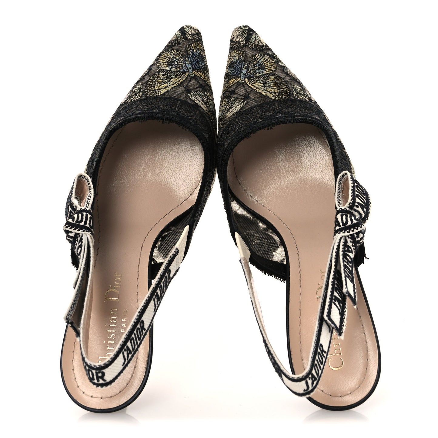 Mesh Butterly Embroidered J'Adior Slingback 65mm Pumps 36 Black